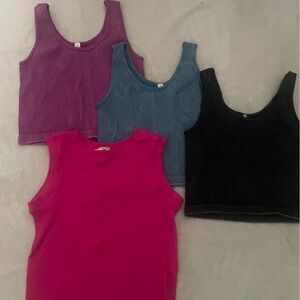 4 Piece Tank Top Set (3 Crop Tops & 1 Regular fit)